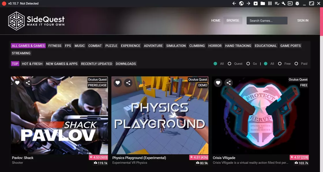 Как загрузить контент в Oculus Quest с помощью SideQuest 