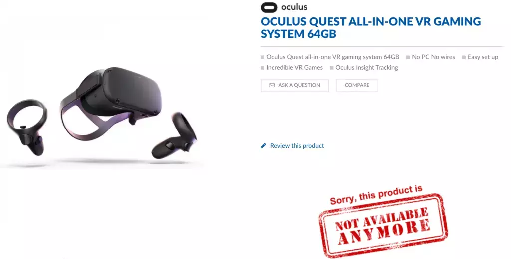 Ритейлеры сняли с продажи Oculus Quest
