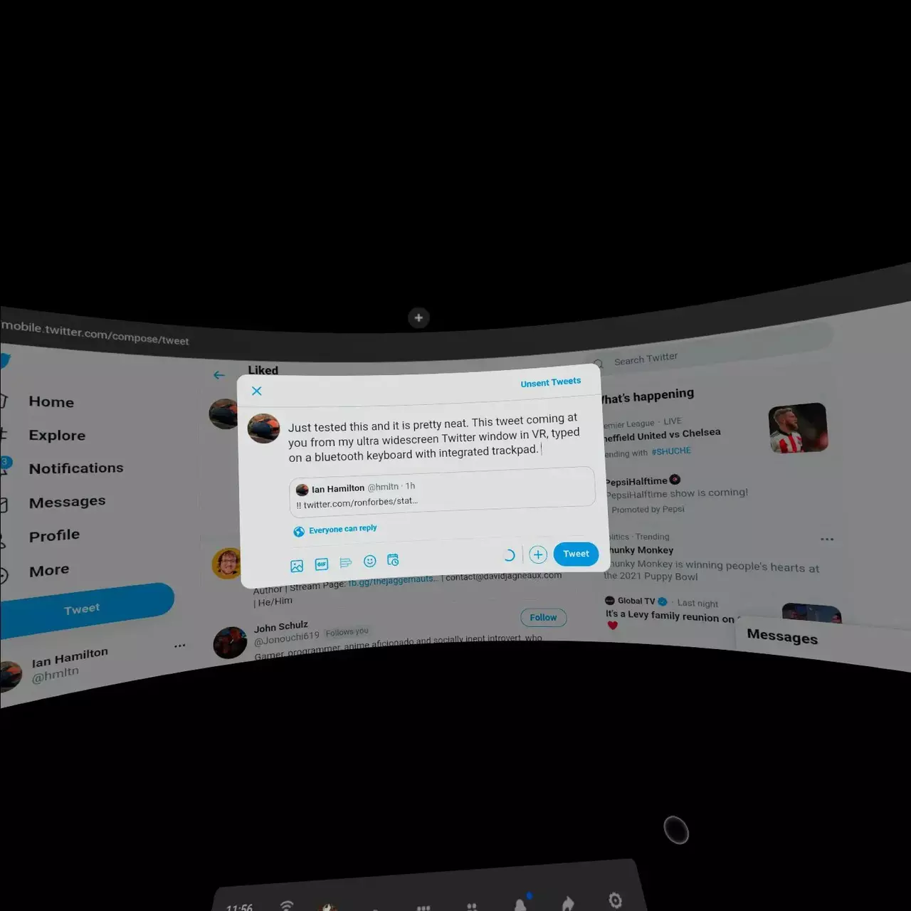 В Oculus Quest v25 добавлена поддержка изменения размера окна браузера и поддержка беспроводной мышки