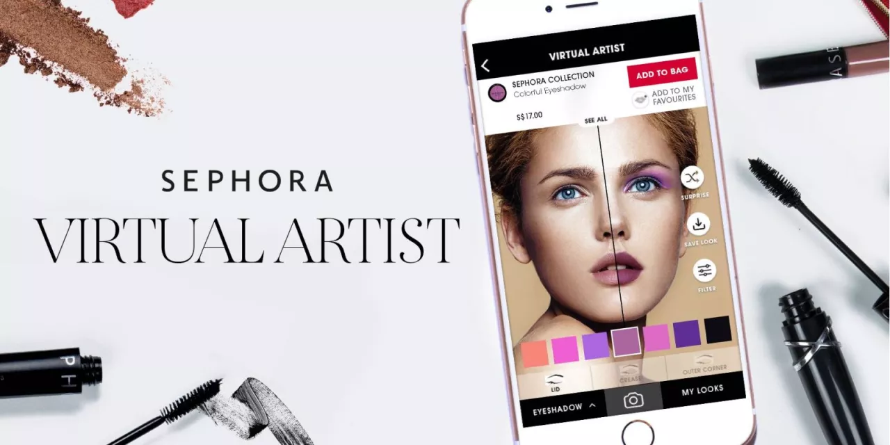 Sephora Virtual Artist - клиенты могут легко найти для себя идеальный образ, экспериментируя с различными цветами и стилями с помощью смартфонов или планшета.